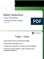 Safety Induction: School of Plant Biology University of Western Australia