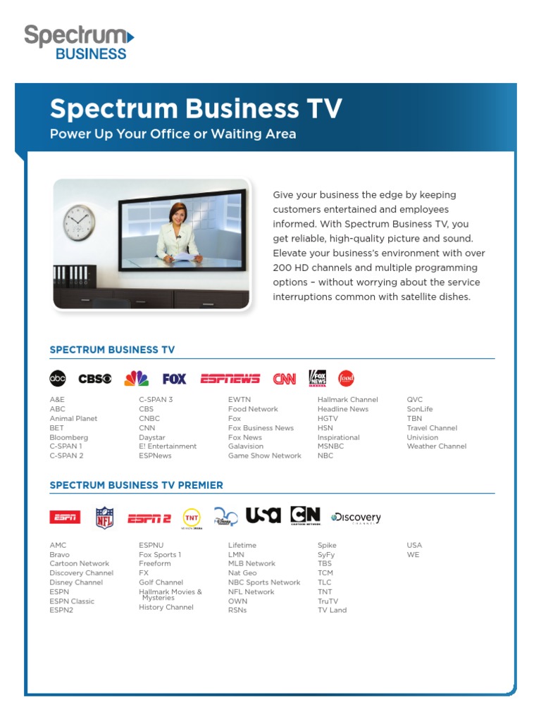 Spectrum Business Channel Lineup PDF Hbos Media Industry