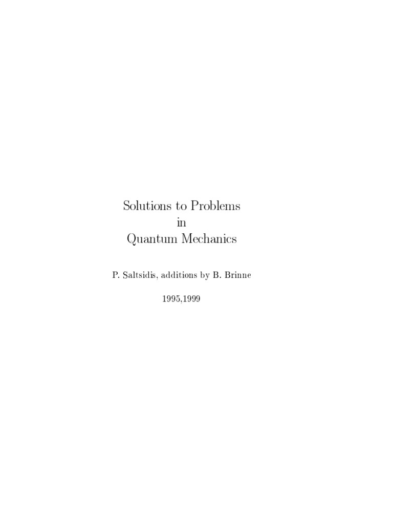 75 Saltsidis Solutions To Sakurai S Problems In Quantum Mechanics Pdf Palaeography Linguistics