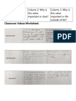 Classroom Values Worksheet