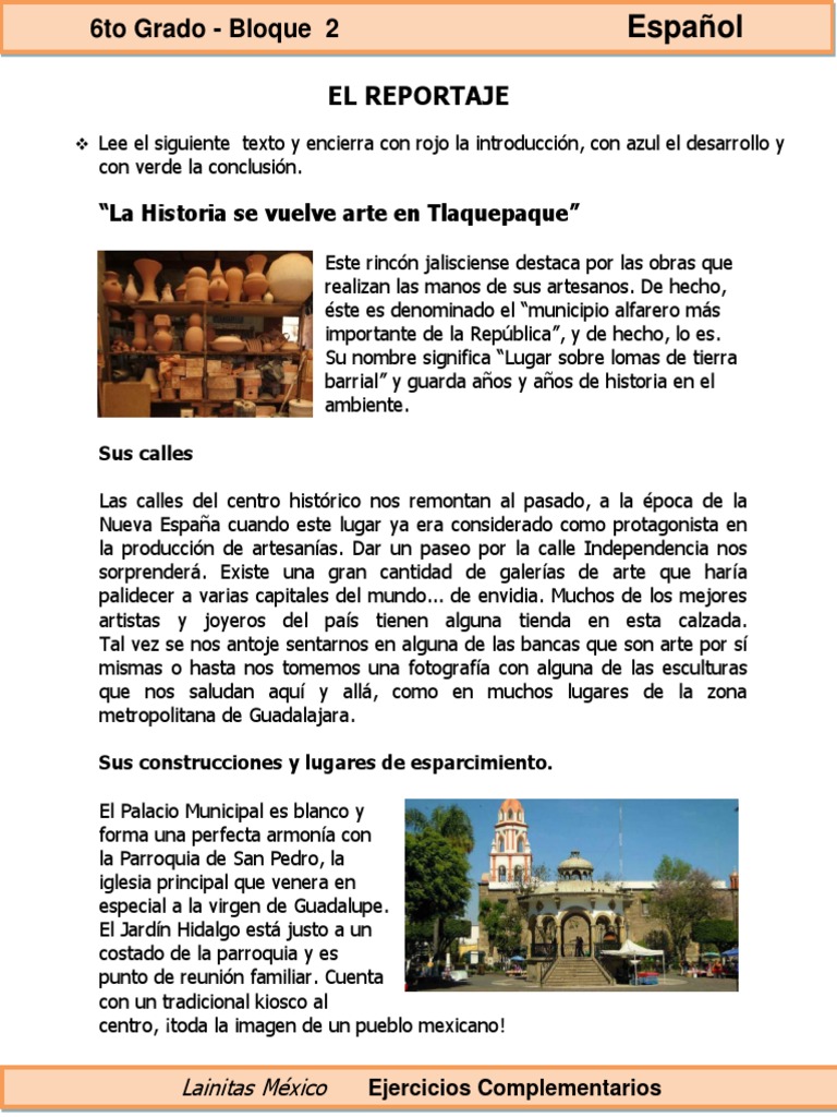 6to Grado Español El Reportaje PDF México