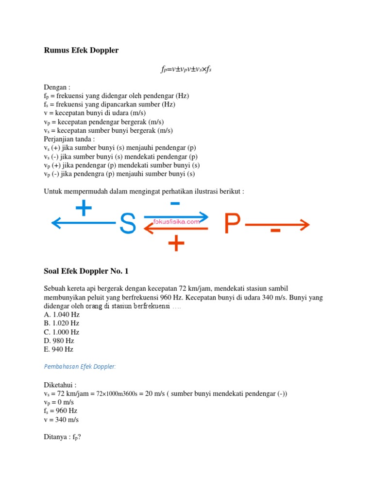 11 Contoh Soal Efek Doppler Kumpulan Contoh Soal