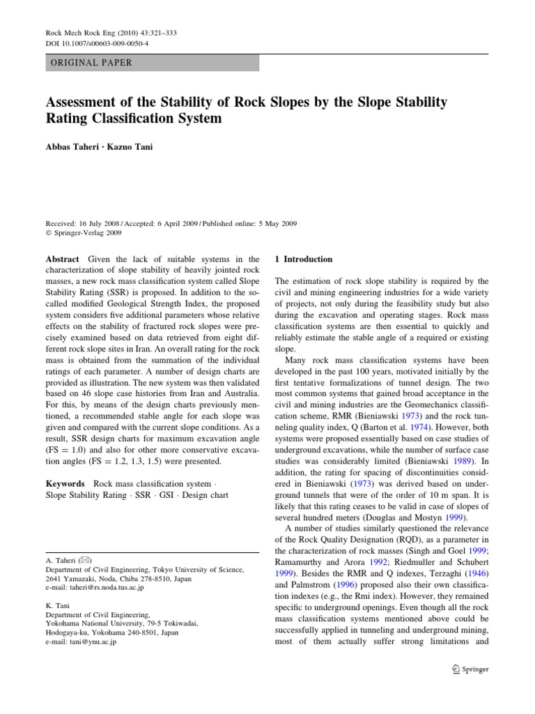 Assessment of The Stability of Rock Slopes by The Slope Stability | PDF ...