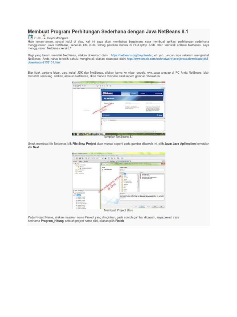 Membuat Program Perhitungan Sederhana Dengan Java NetBeans 8 | PDF ...