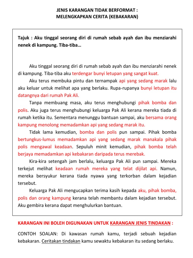 Karangan Jenis Cerita Tindakan Lengkapkan Pdf