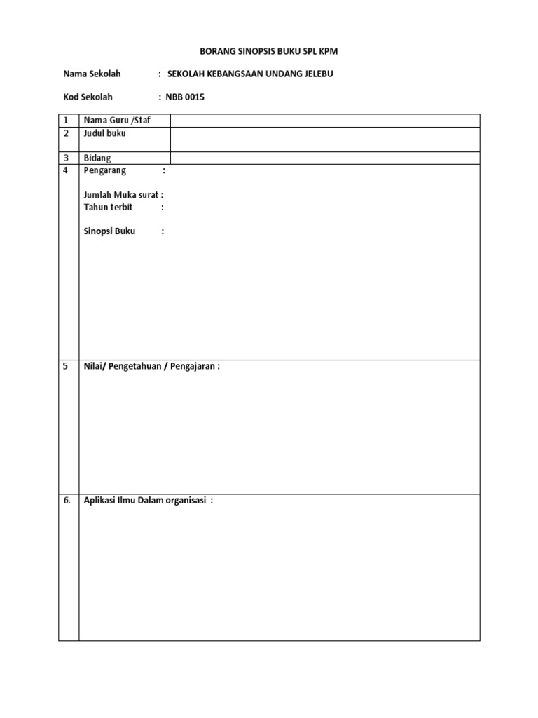 Borang Sinopsis Kosong Pdf
