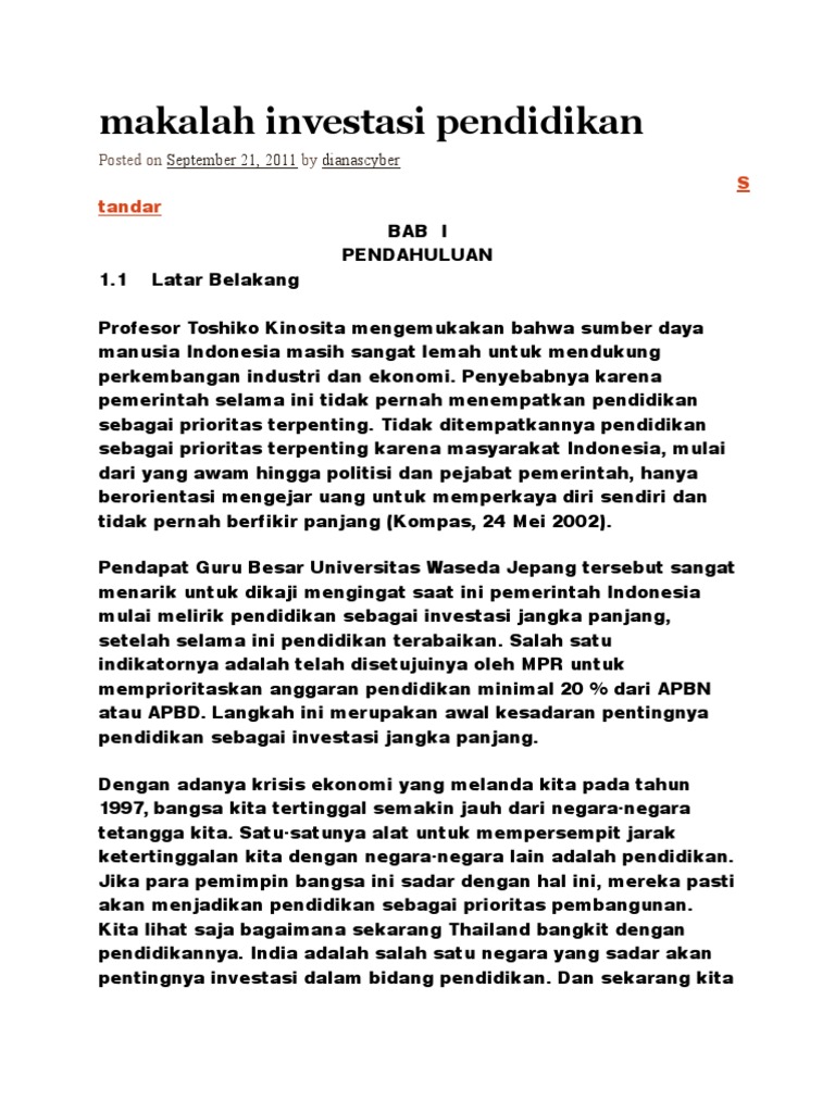 Makalah Investasi Pendidikan