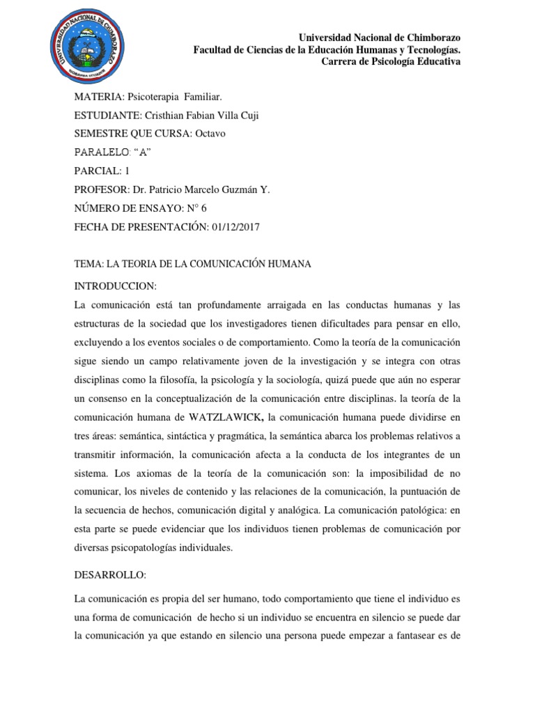 Ensayo Teoria de La Comunicacion