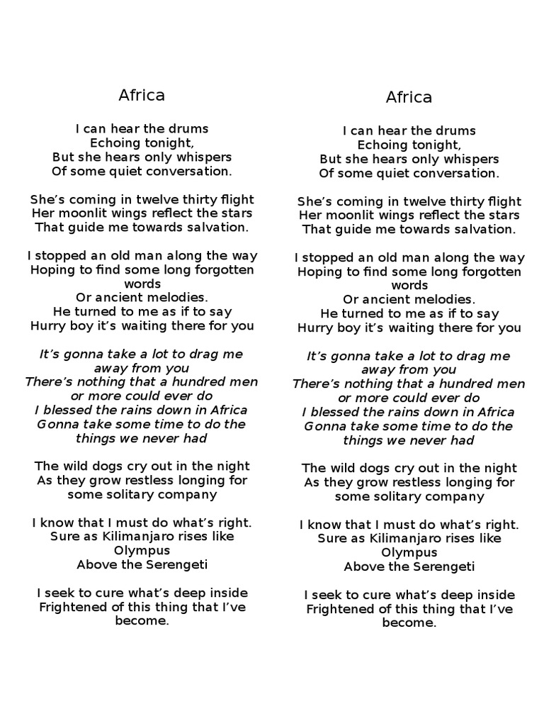 Africa Lyrics They wishqatar org