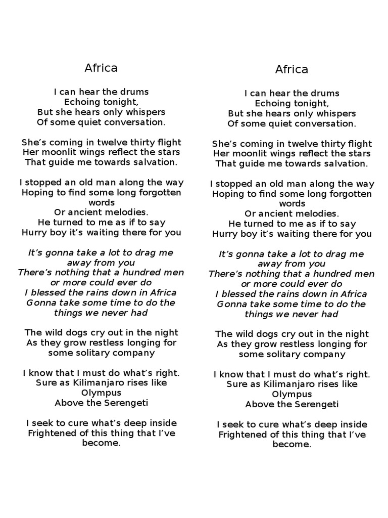 african tour lyrics