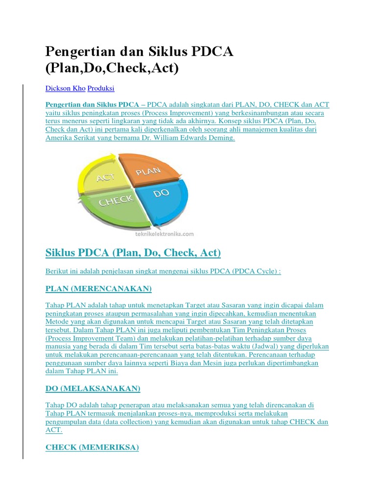 Pengertian Dan Siklus PDCA | PDF