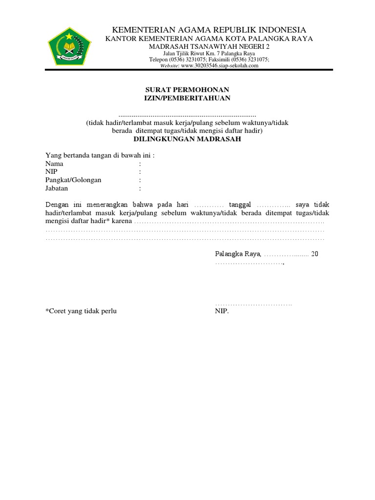 Download 96+ Contoh Surat Izin Sekolah Madrasah Gratis