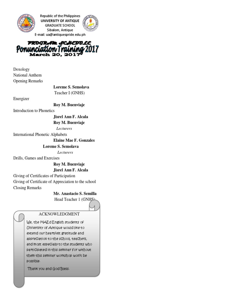 Seminar Workshop on Phonetics Overview | PDF
