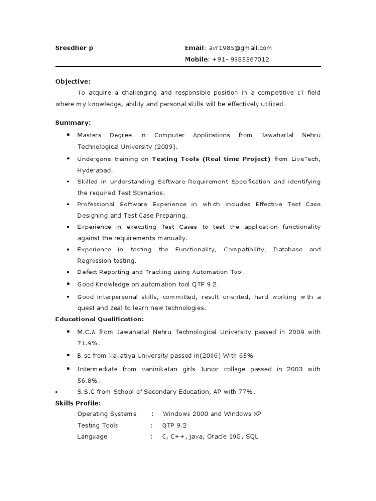 testing-fresher-resume-1-java-servlet-information-technology