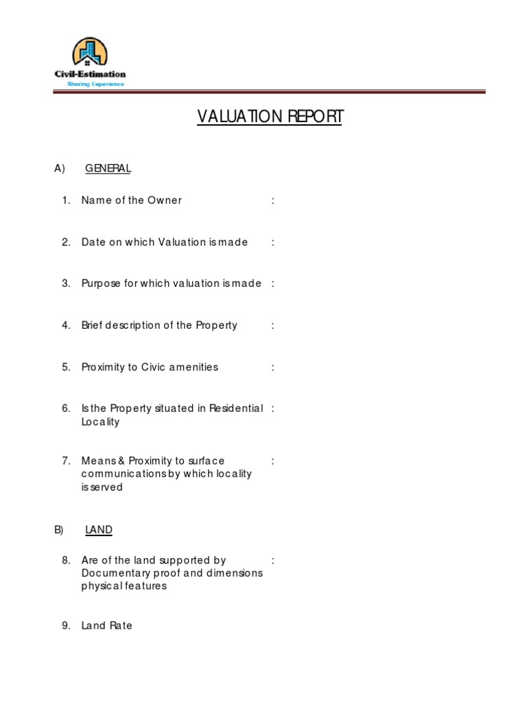 meaning of a valuation report