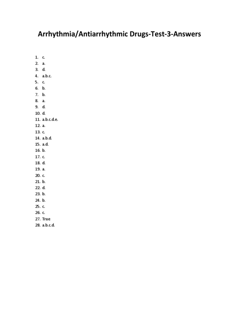 Antiarrhythmic DrugsTest3Answers PDF