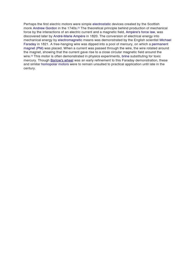Origins of the First Electric Motors | PDF