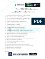 SSC CHSL Previous Years Questions GK