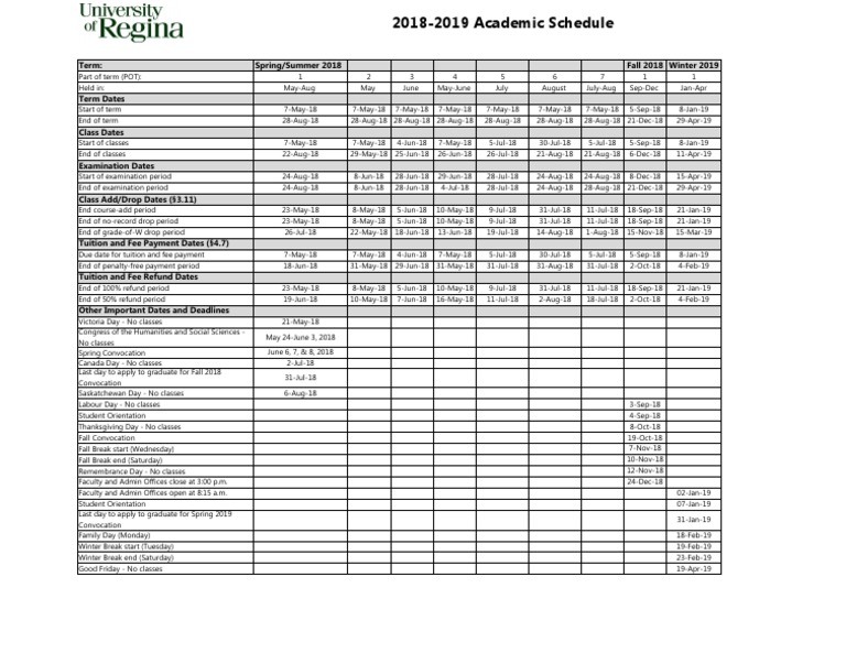The 2018-2019 Academic Calendar: A Comprehensive Guide to Important