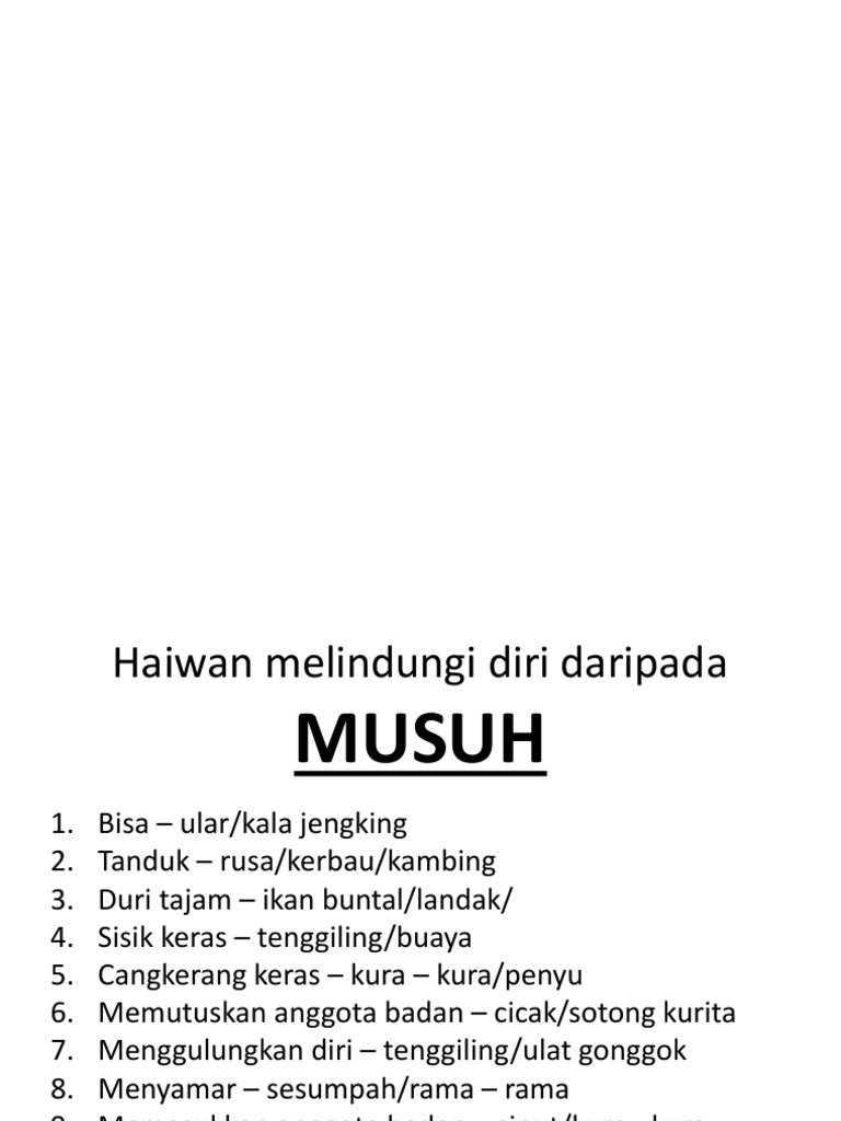 Haiwan Melindungi Diri Daripada Musuh Dan Cuaca Melampau Pdf