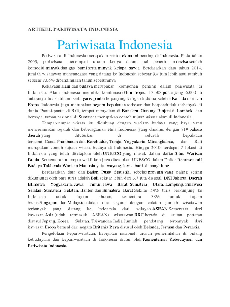  Artikel  Pariwisata  Indonesia 