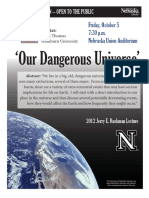 Our Dangerous Universe': Friday, October 5 7:30 P.M. Nebraska Union Auditorium