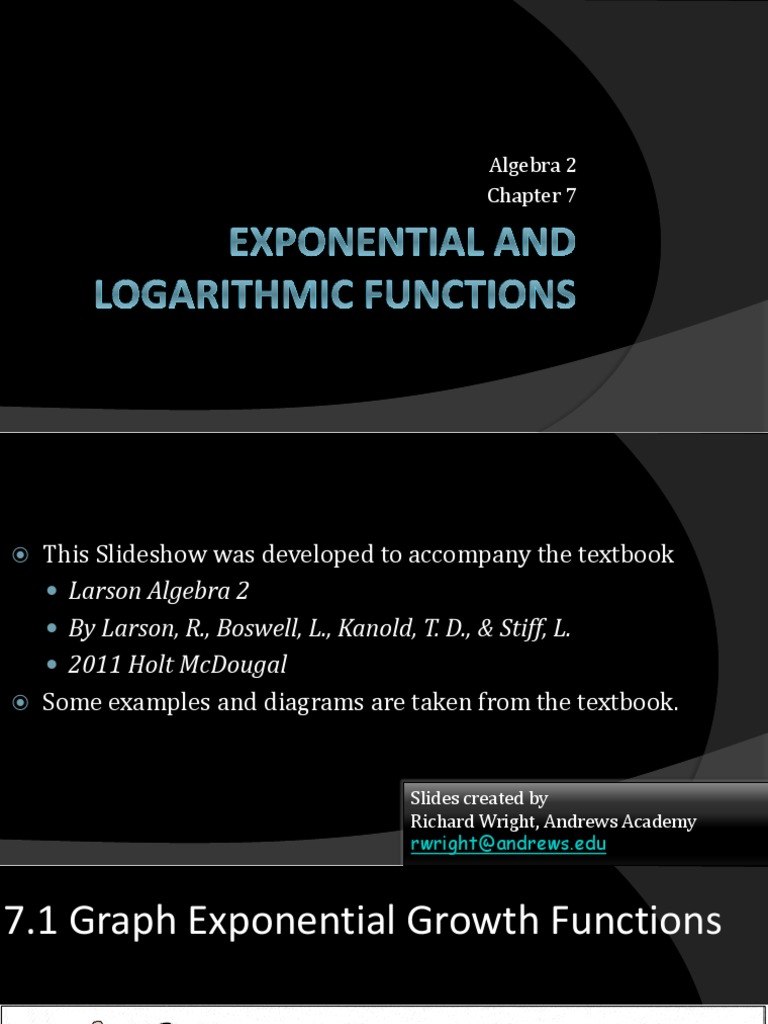 07 Exponential And Logarithmic Functions Logarithm