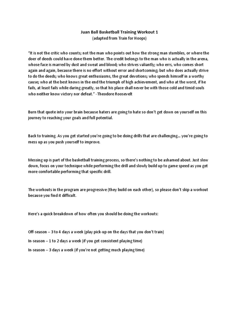 Juan Ball Basketball Training Workout 1 PDF Teams Games Of