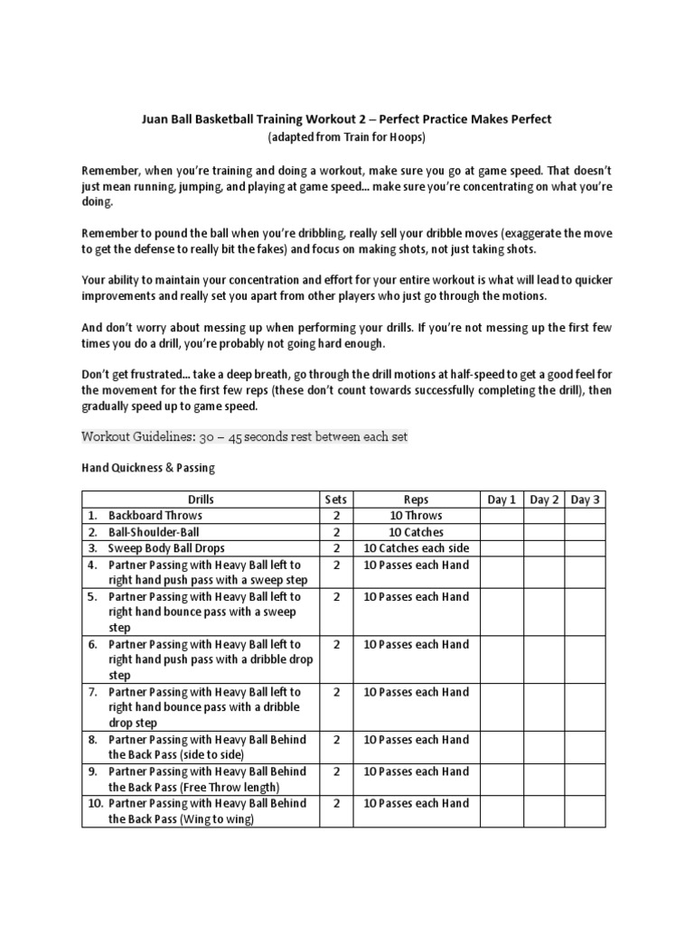 Juan Ball Basketball Training Workout 2 Perfect Practice Makes