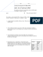 Concentrations Involving Parts Per Million (PPM) Worksheet