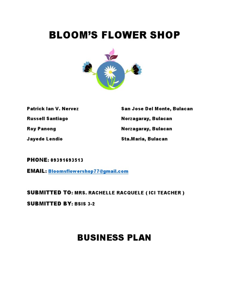 Bloom'S Flower Shop Business Plan PDF Floristry Flowers