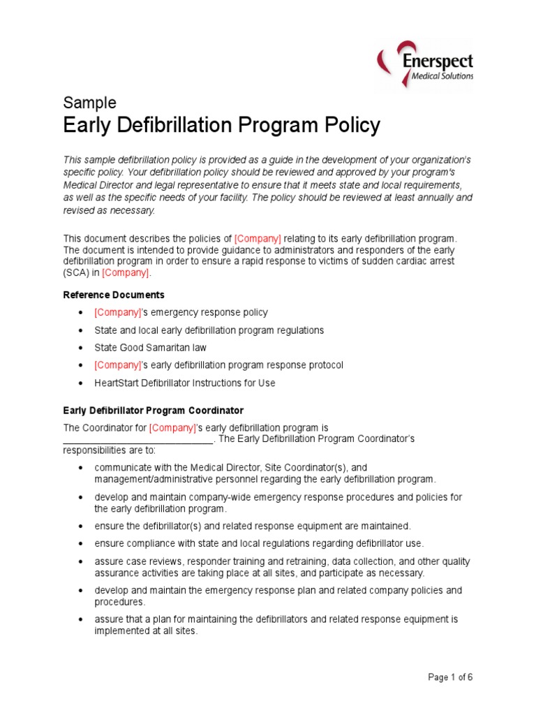 Early Defibrillation Program Policy Guide | PDF | Medical Specialties ...