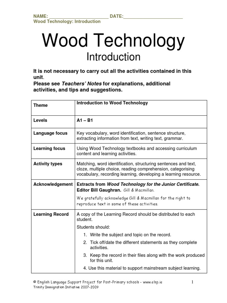 Wood Technology Topic - Introduction | PDF | Wood | Hardwood