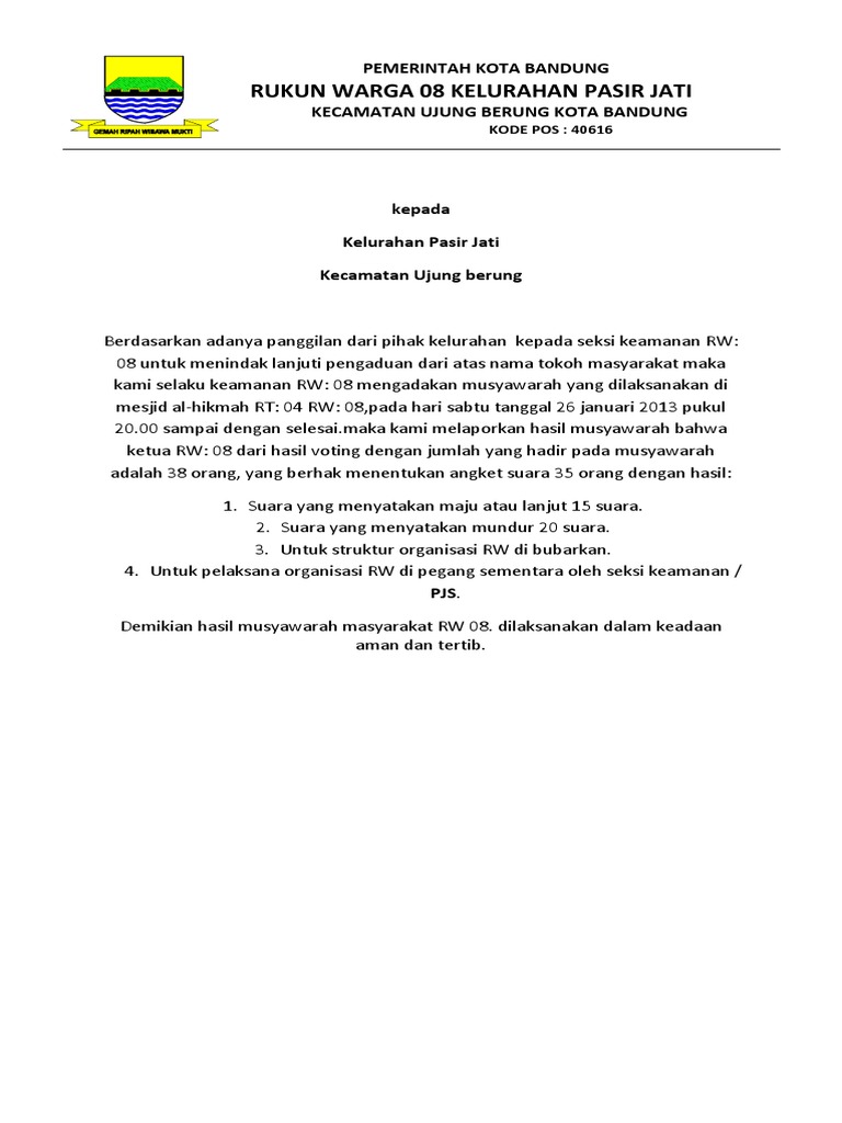 Kop Surat Rukun Warga Contoh Kop Surat