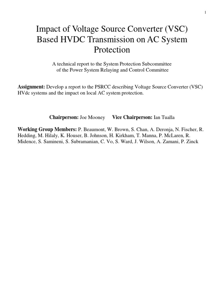 WG C20 Impact of VSC HVDC On AC System Protection 12!11!17 PDF