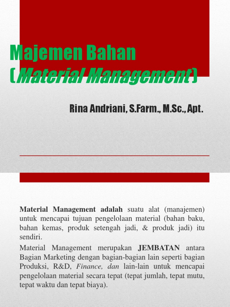 Manajemen Bahan (Material Management) | PDF | Seni