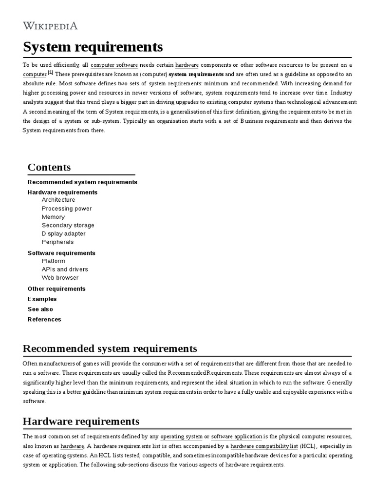 System Requirements Hardware Requirements PDF Computer