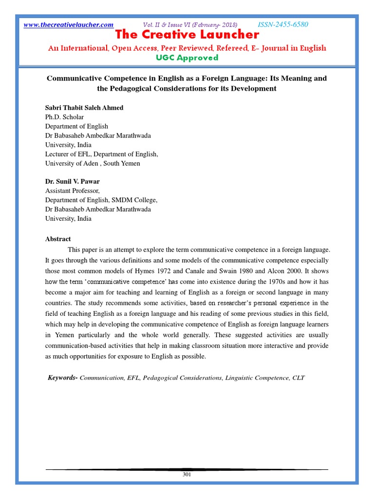 Communicative Competence in English As A Foreign Language | PDF ...