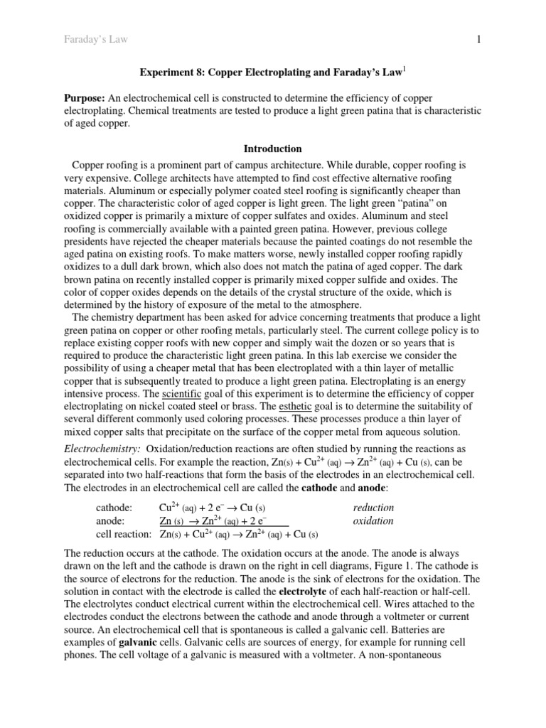 Copper Electroplating Experiment Guide | PDF | Electrochemistry | Redox
