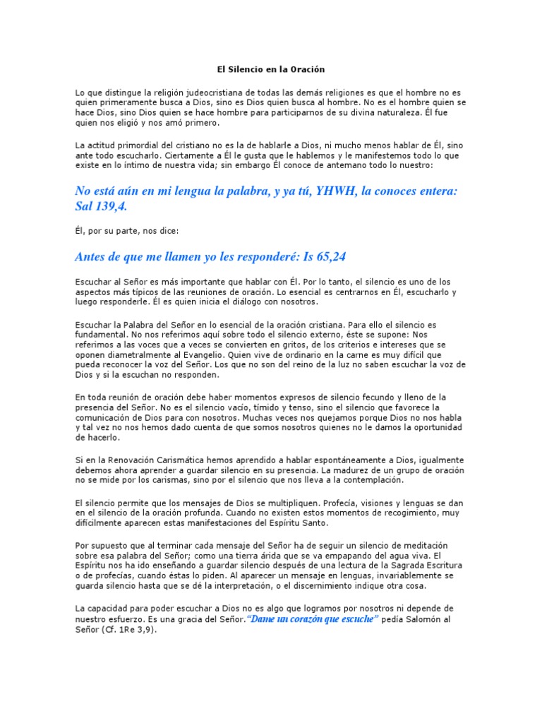 El Silencio en la Oración | PDF | Oración | Dios