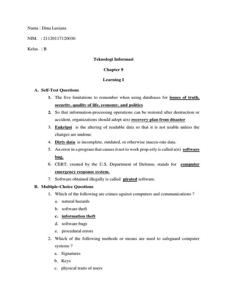 Dina Lusiana 21120117120030 Chapter 9 Pdf