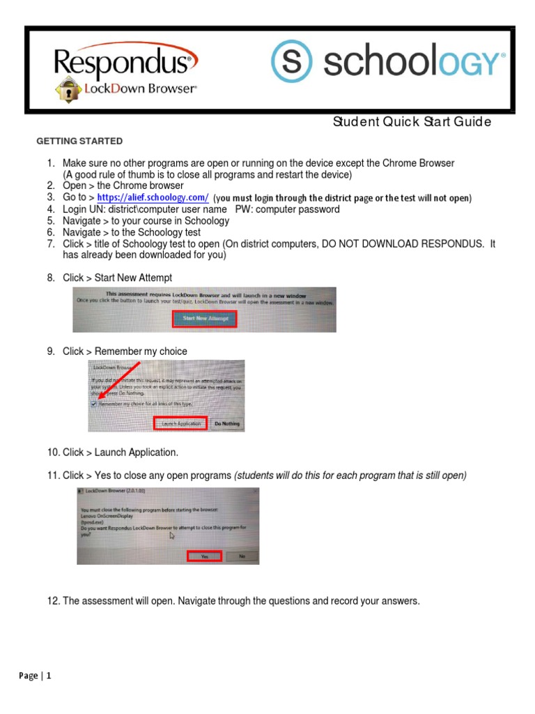 Respondus LockDown Browser Schoology PDF