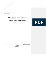 Análisis de Oralidad y Escritura en el Texto Musical de Juan Francisco Sans