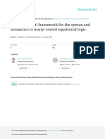 Juan Climent Vidal - A 2-Categorical Framework For The Syntax and Semantics of Many-Sorted Equational Logic.