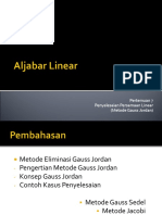 Aljabar Linear 7 Eliminasi Gauss Jordan