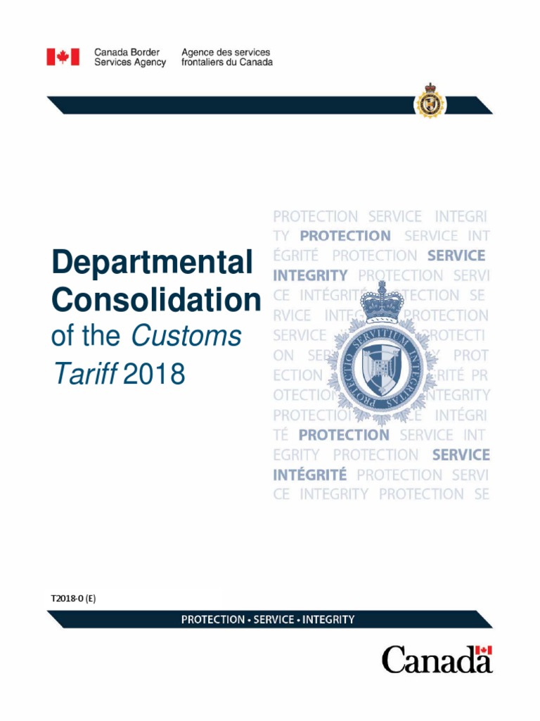 Canada Tariff 2018 01 99 t2018 Eng PDF Textiles Metals