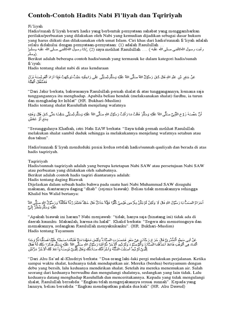 Contoh Hadis Taqririyah Dan Artinya - Nusagates