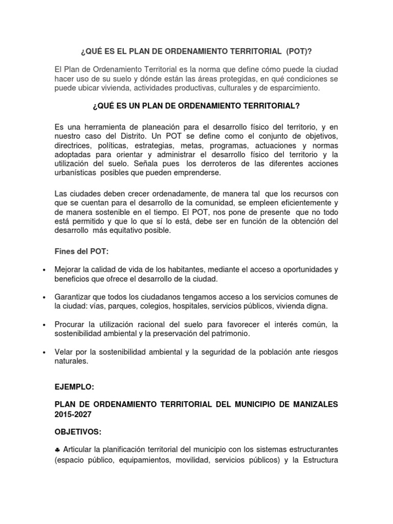 Qué Es El Pot y Pdd Ciudad Planificación