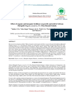 Effect of organic and inorganic fertilizers on growth and yield of African Marigold (Tagetes erecta L.) Cv. Pusa Basanti Gainda