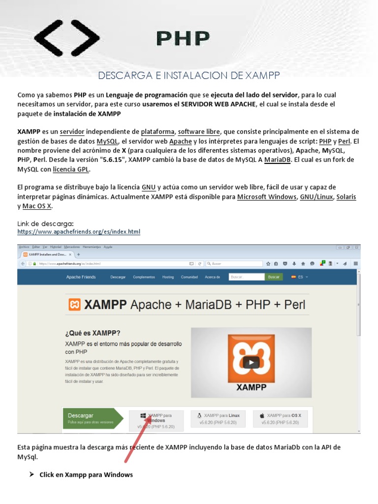 Guía de Instalación de XAMPP | PDF | Php | Servidor HTTP Apache